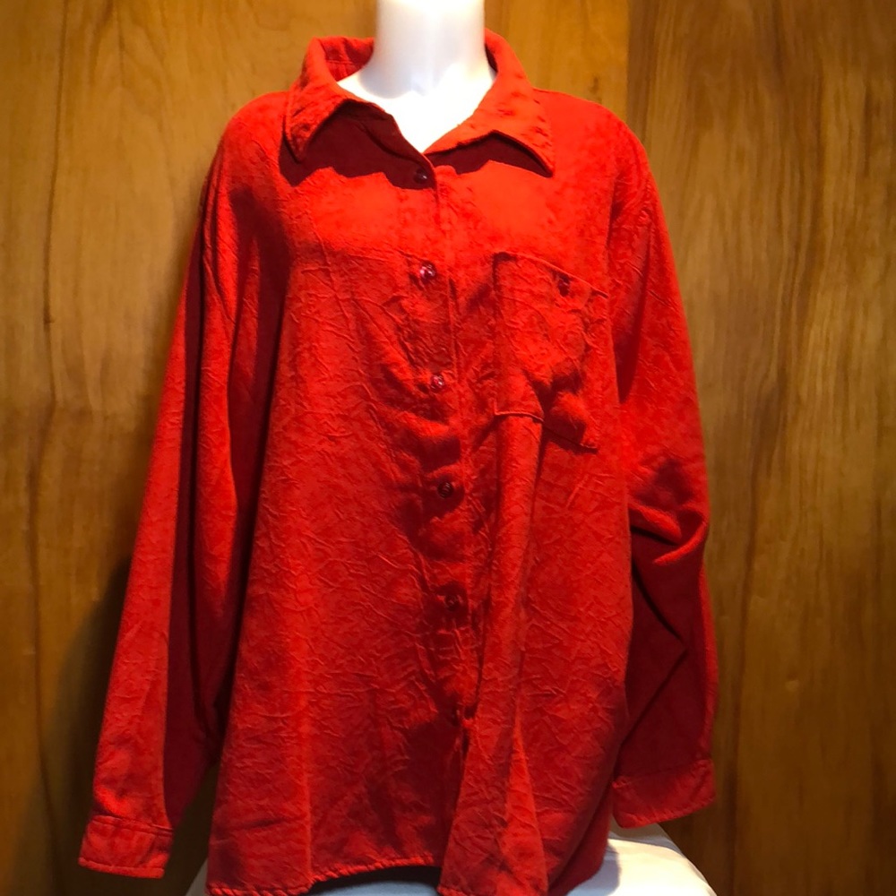 White Stag Women’s Plus Red Button Down Shirt Long Sleeve26W PF